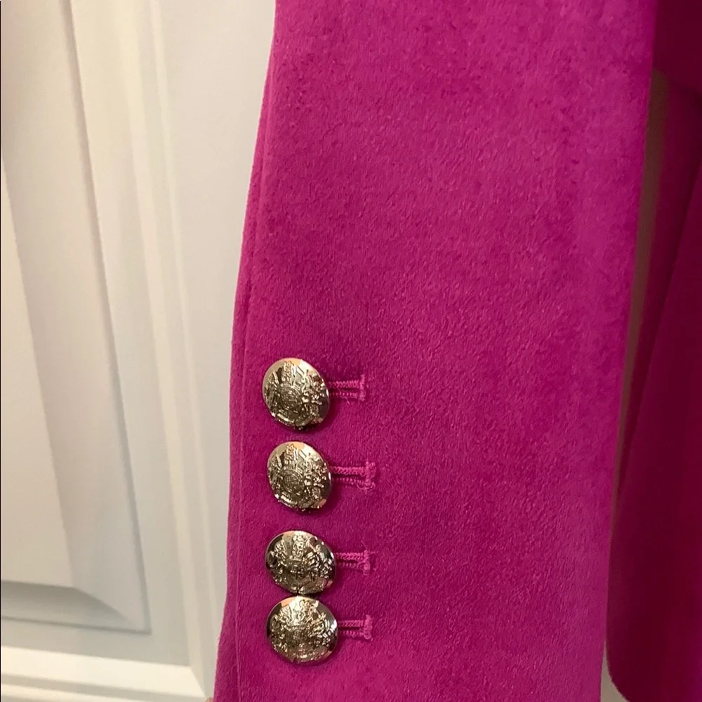 White House Black Market Magenta Ultra Suede Double-Breasted Trophy Blazer 2 - Picture 9 of 14